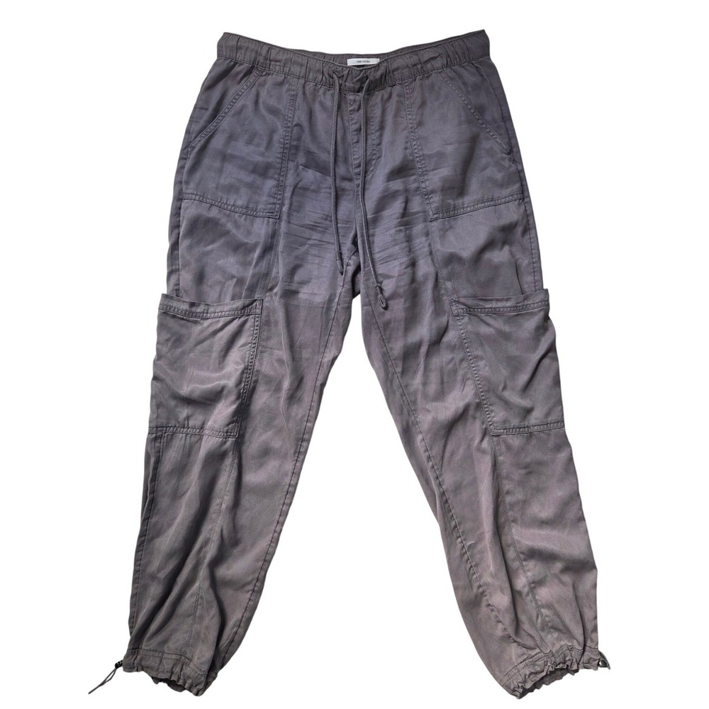 Nicole Miller New York Gray Taupe Lyocell Cargo Jogger Pants Women Large Utility